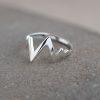S925 Sterling Silver Minimalist Wavy Heartbeat‑Line Adjustable Ring