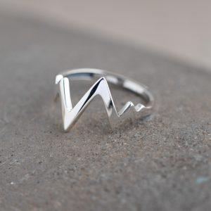 S925 Sterling Silver Minimalist Wavy Heartbeat‑Line Adjustable Ring