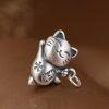 Small S999 Fine Silver Retro Cute Kitten Pendant