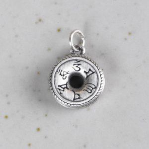 Small S999 Fine Silver Six‑Syllable Mantra Pattern Donut Pendant