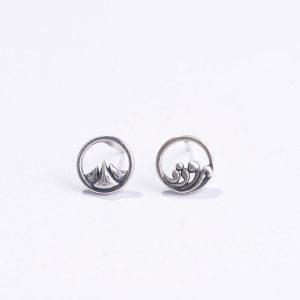 S925 Sterling Silver Minimalist Mountain‑Sea Vow Eternal Love Stud Earrings
