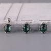 S925 Sterling Silver Oval Green Faceted CZ Pendant Drop Earrings